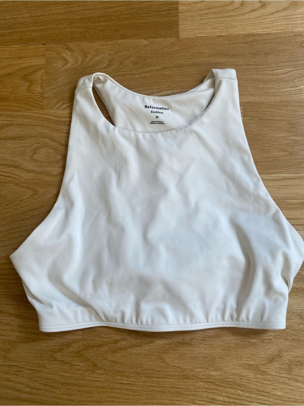 Reformation Ivory High Neck Sports Bra in Size M RARE design no longer produced